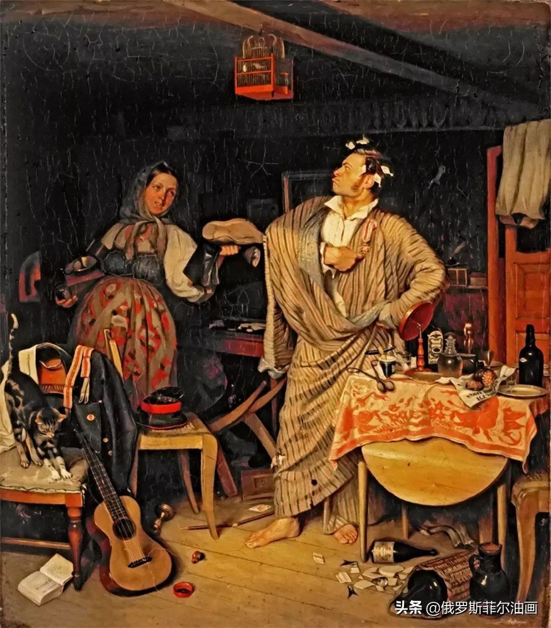 贵族的早餐$19世纪俄罗斯批判现实主义画家费多托夫,他的油画作品令人深思