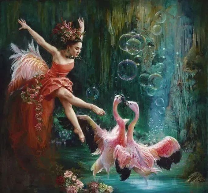 ·曼努克@自然又野性的存在,美女艺术家的唯美油画欣赏