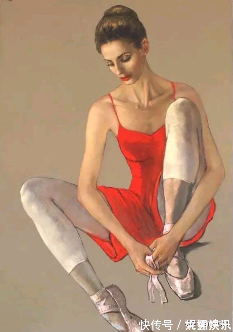 女画家$乌克兰女画家色粉画作品,跳舞的姑娘可真美