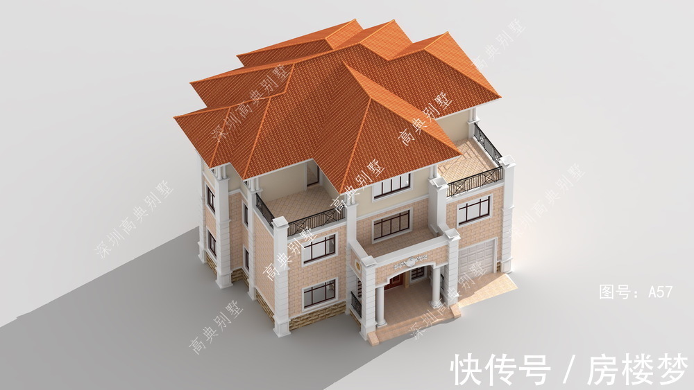 欧式|这款欧式别墅设计，外观简洁精致，施工方便。