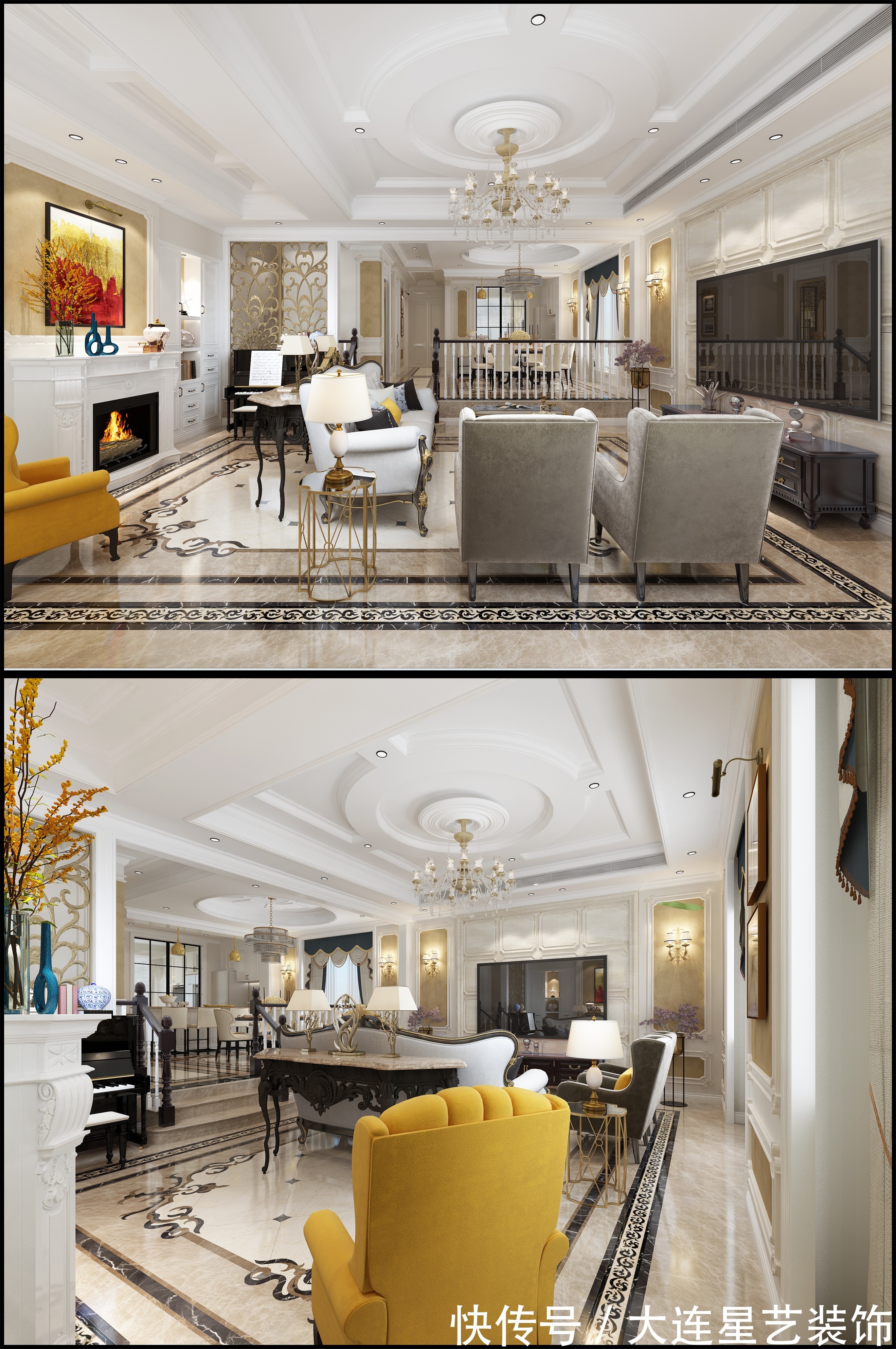 中式美式混搭风格|大连别墅装修| 四世同堂