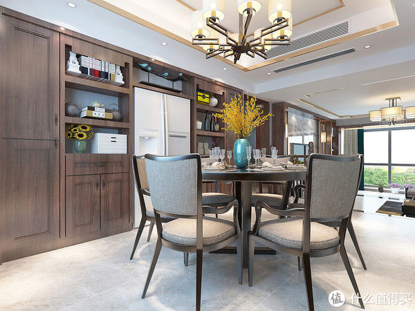 新中式风|长沙夫妻的266㎡新中式风装修火了，入户就足够惊艳，客厅韵味十足