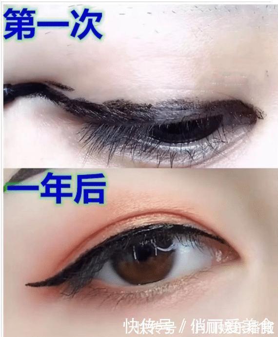 化妆|第一次化妆VS一年后,恨不得把一盒眼影都抹上去,网友:你真棒