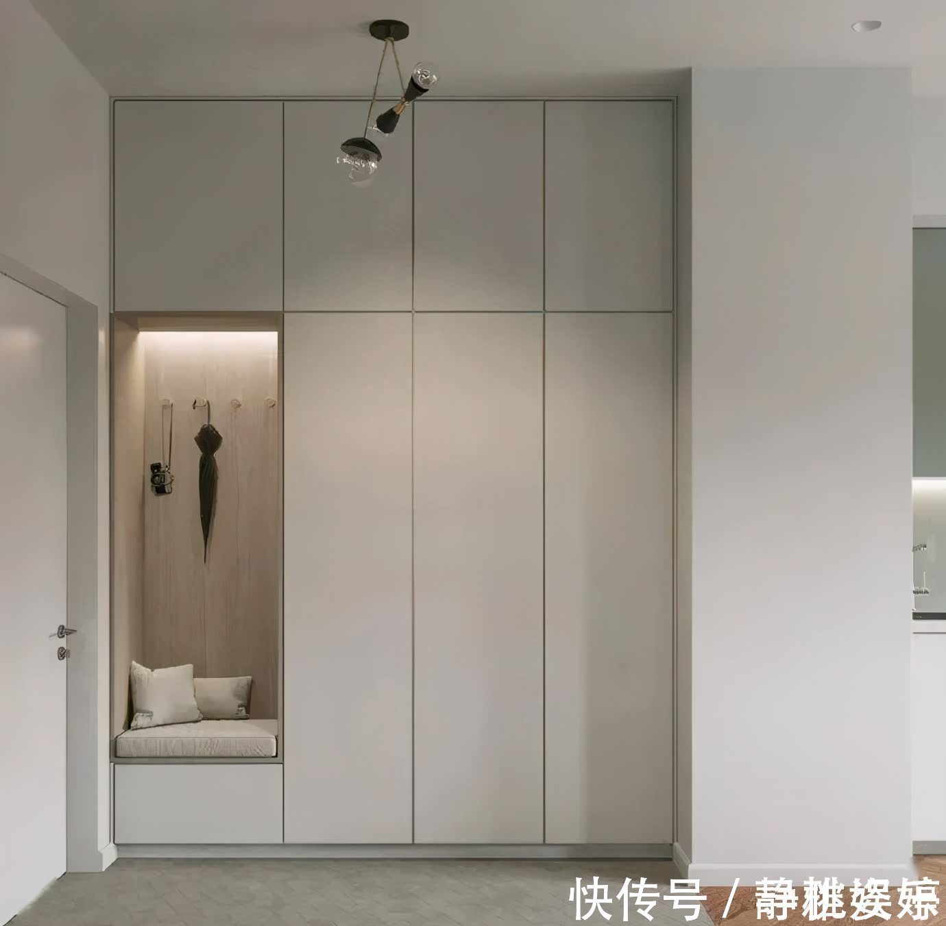 实木|参观邻居的小两居,一进门就被玄关迷住了,薄荷绿点缀空间真清爽