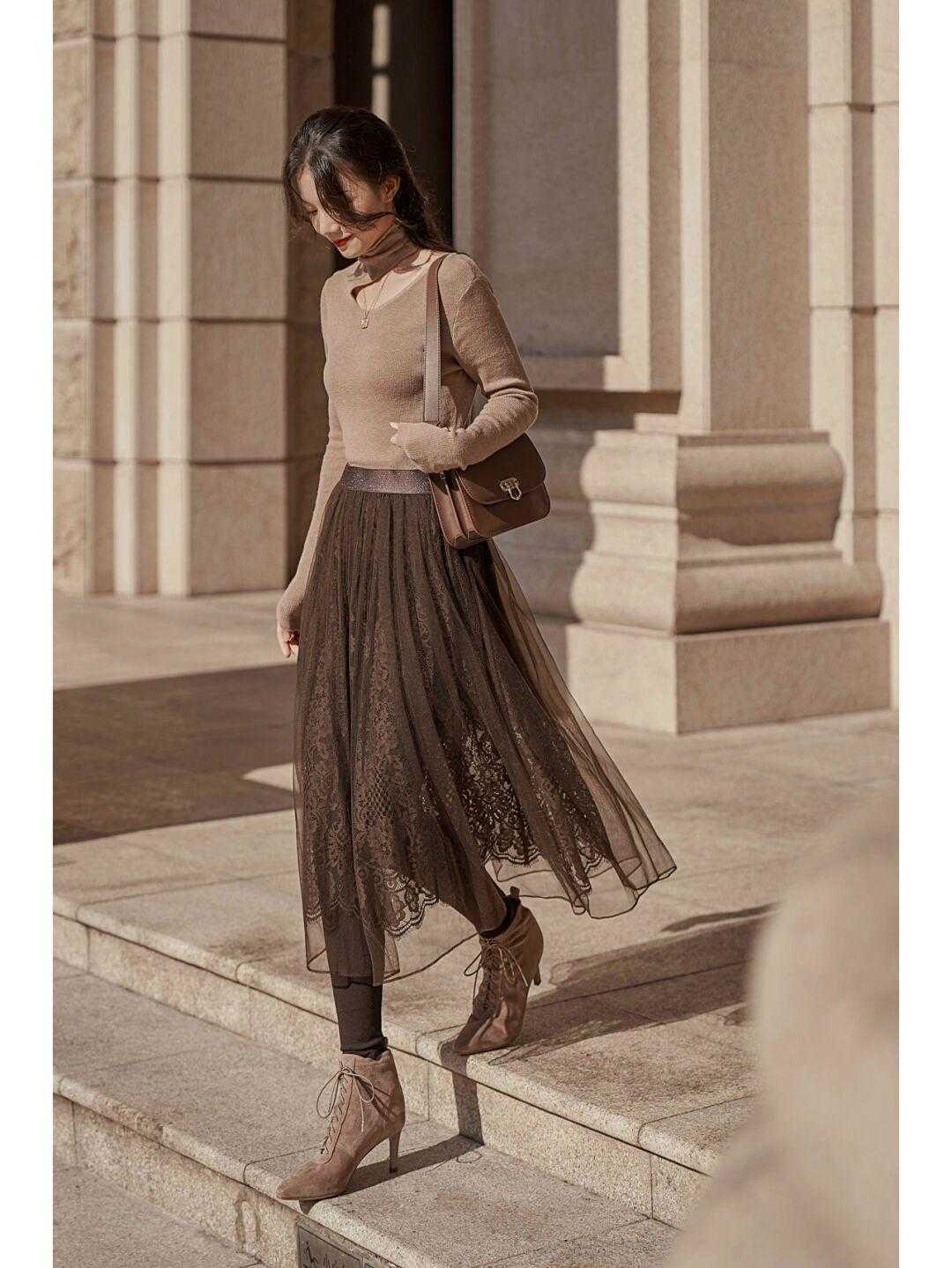 冬天|谁说冬天不适合穿纱裙的?跟着博主这样穿,真的好好看