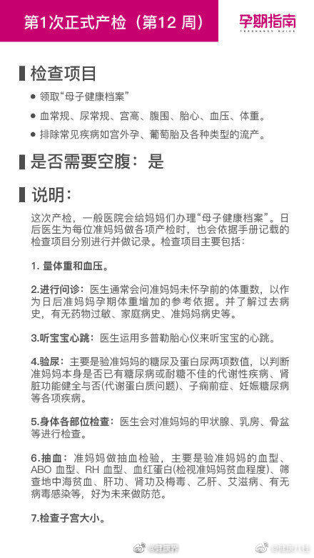 检查|超级详细的孕期检查时间表