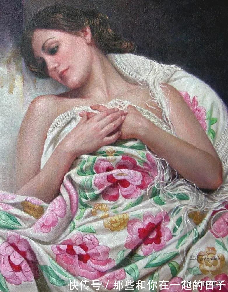 萨默尔$女画家索莱达·费尔南德斯画笔下的女子人物沉稳自然，美丽优雅