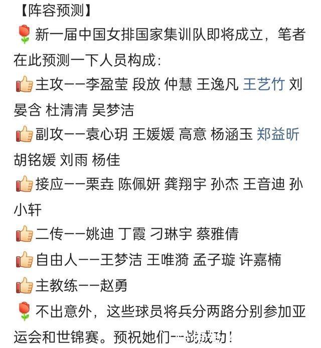 大名单|太意外!球迷预测中国女排集训大名单:倪非凡无缘,教练竟是赵勇