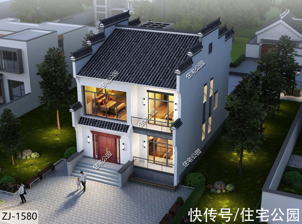 占地面积|面宽8米也能建出大气别墅，10套小面宽图纸，哪套更适合你家？