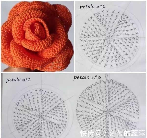 钩针玫瑰花,这么漂亮的花,都是一针一线钩出来的!附图解教程