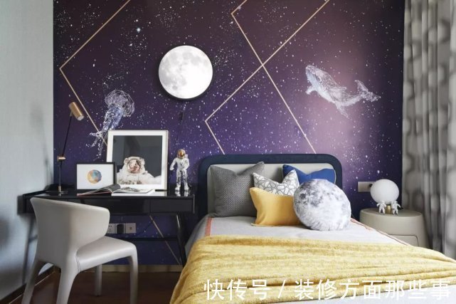 三居室|125平中式风三居室,背景墙描绘深邃又神秘的太空宇宙