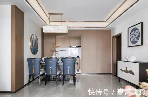 烟灰蓝|125㎡装出不一样的中式,烟灰蓝的加入更清爽,这种美看不腻