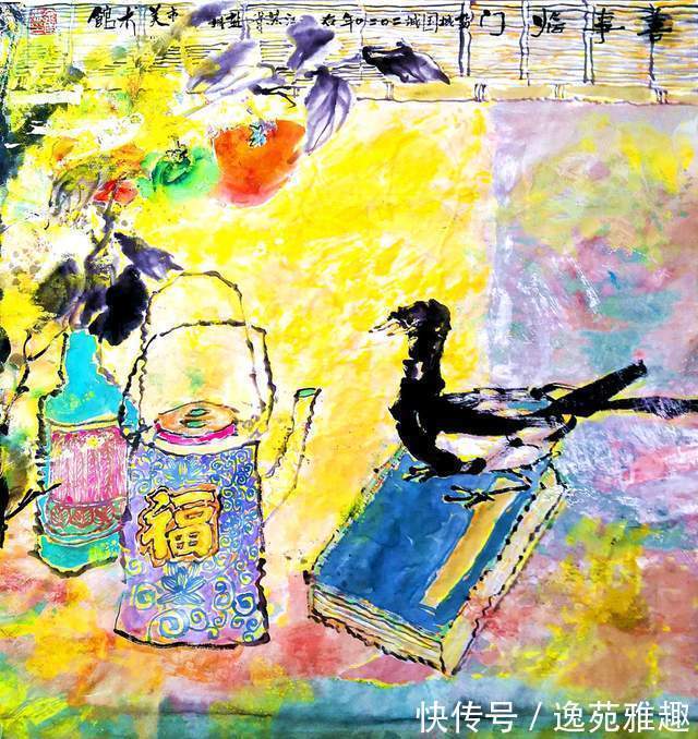 x90@「画作欣赏」岁华绘花又绘鸟,时光爱鸟更爱人,余国城画作欣赏