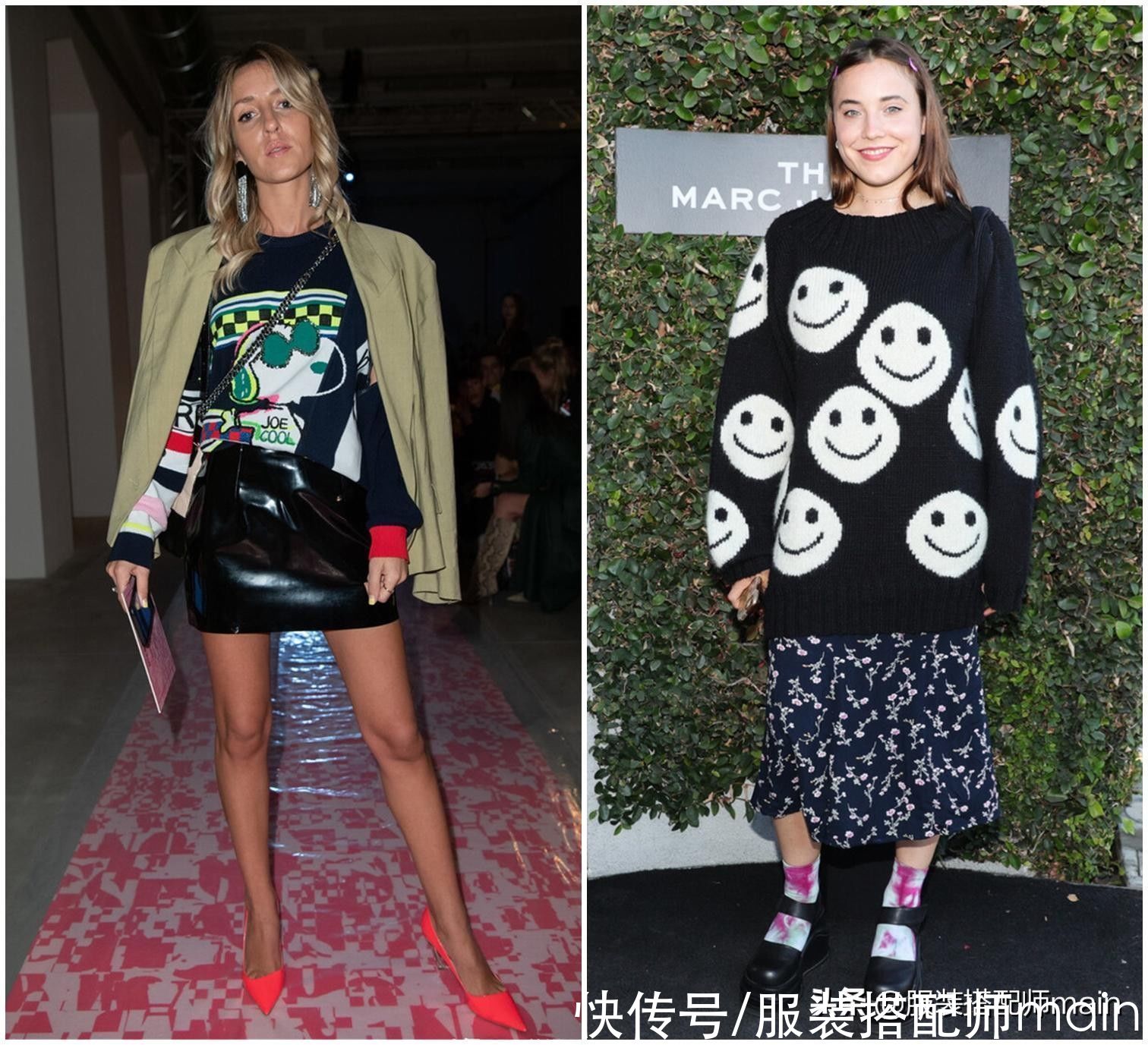 印花毛衣，春天穿正好，教你4个精致又时髦的穿搭思路