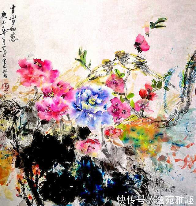 x90@「画作欣赏」岁华绘花又绘鸟,时光爱鸟更爱人,余国城画作欣赏