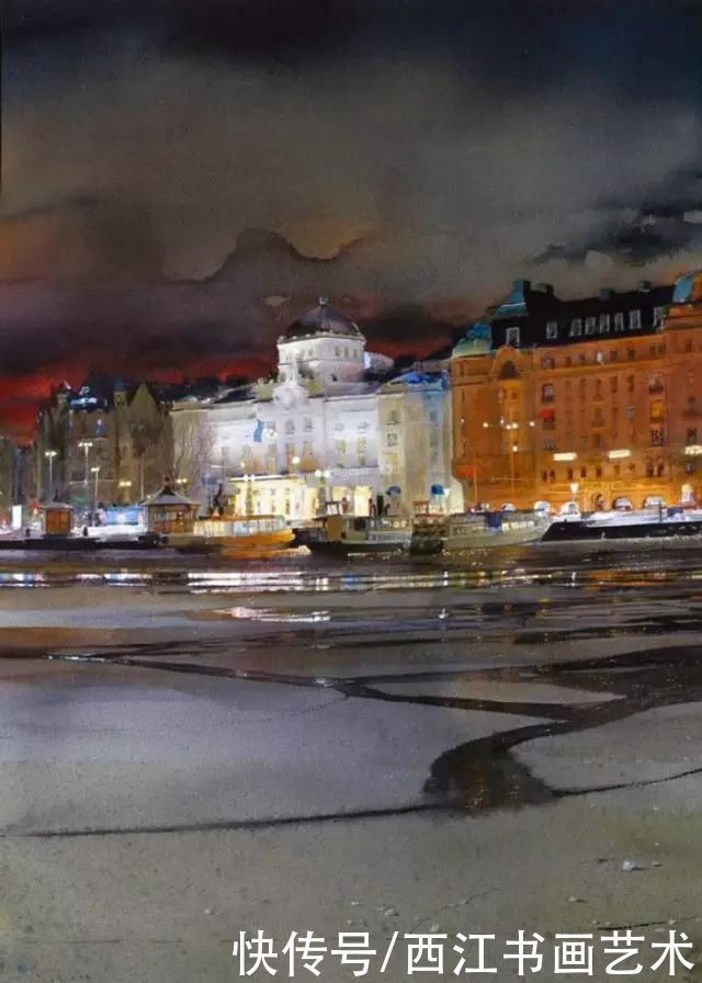 克拉科夫$这位瑞典水彩画家把海边的石头质感画得好极了