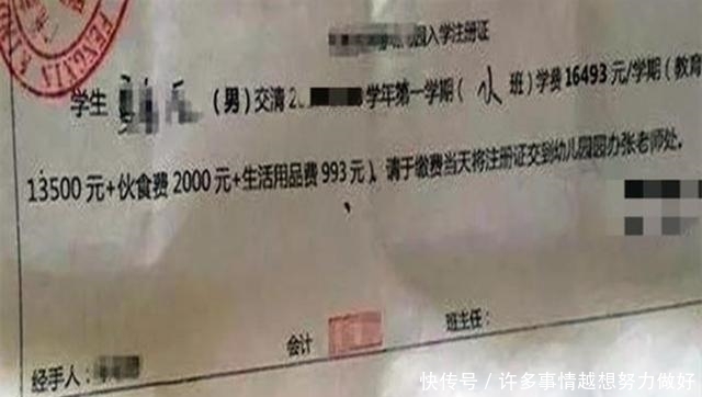 二胎|一组幼儿园缴费清单流出,令广大家长汗颜,网友直接劝退生二胎