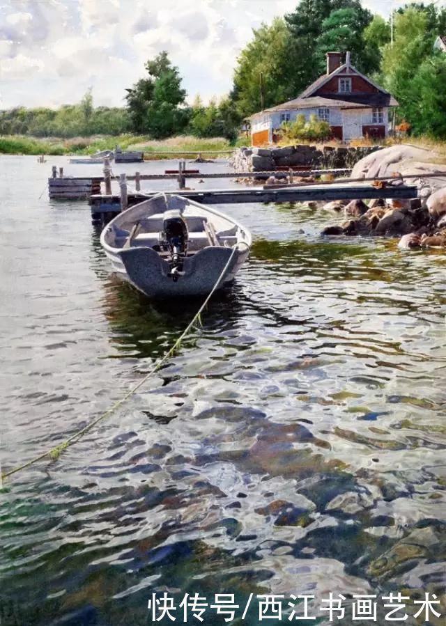 克拉科夫$这位瑞典水彩画家把海边的石头质感画得好极了