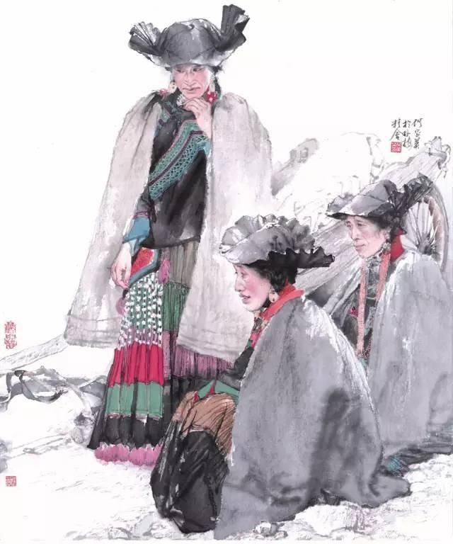 工笔画|国画:何家英画笔下的怜怜女儿态,不同寻常的美感!