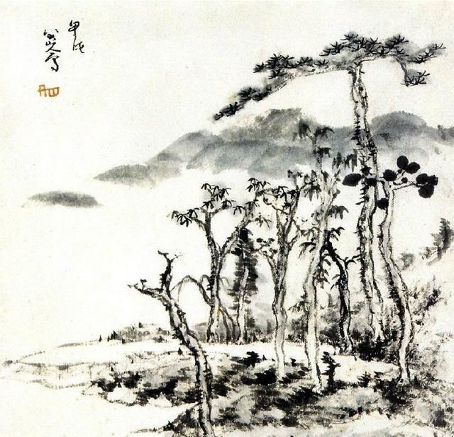 意境|八大山人朱耷的残山剩墨,别人模仿不出来,意境荒凉寂寥