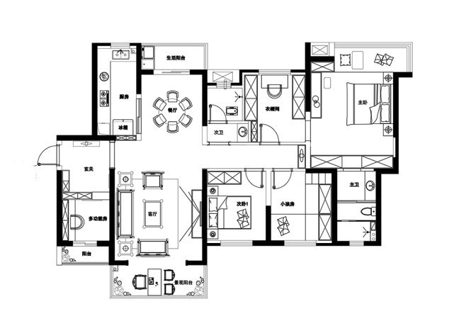 中式|135平中式四居室，续又错落有致，新潮又有韵味，恰到好处