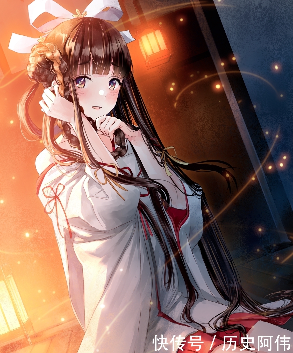 天使|校园风水手服女孩与天使，画师: 和遥キナ