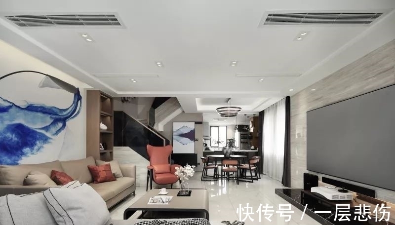 舒适|140㎡现代简约,简约空间里的一抹蓝,华丽舒适有档次