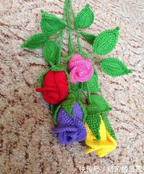 钩针玫瑰花,这么漂亮的花,都是一针一线钩出来的!附图解教程