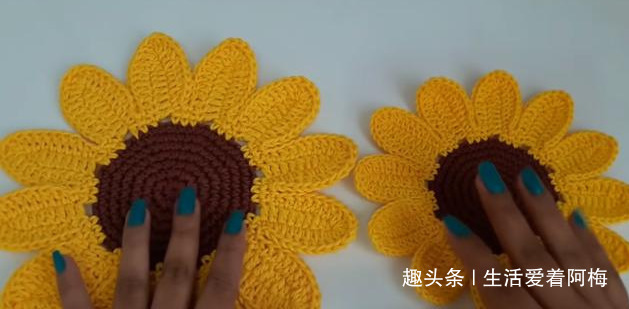 毛线钩针编织向日葵合集，DIY手工编织附图解教程