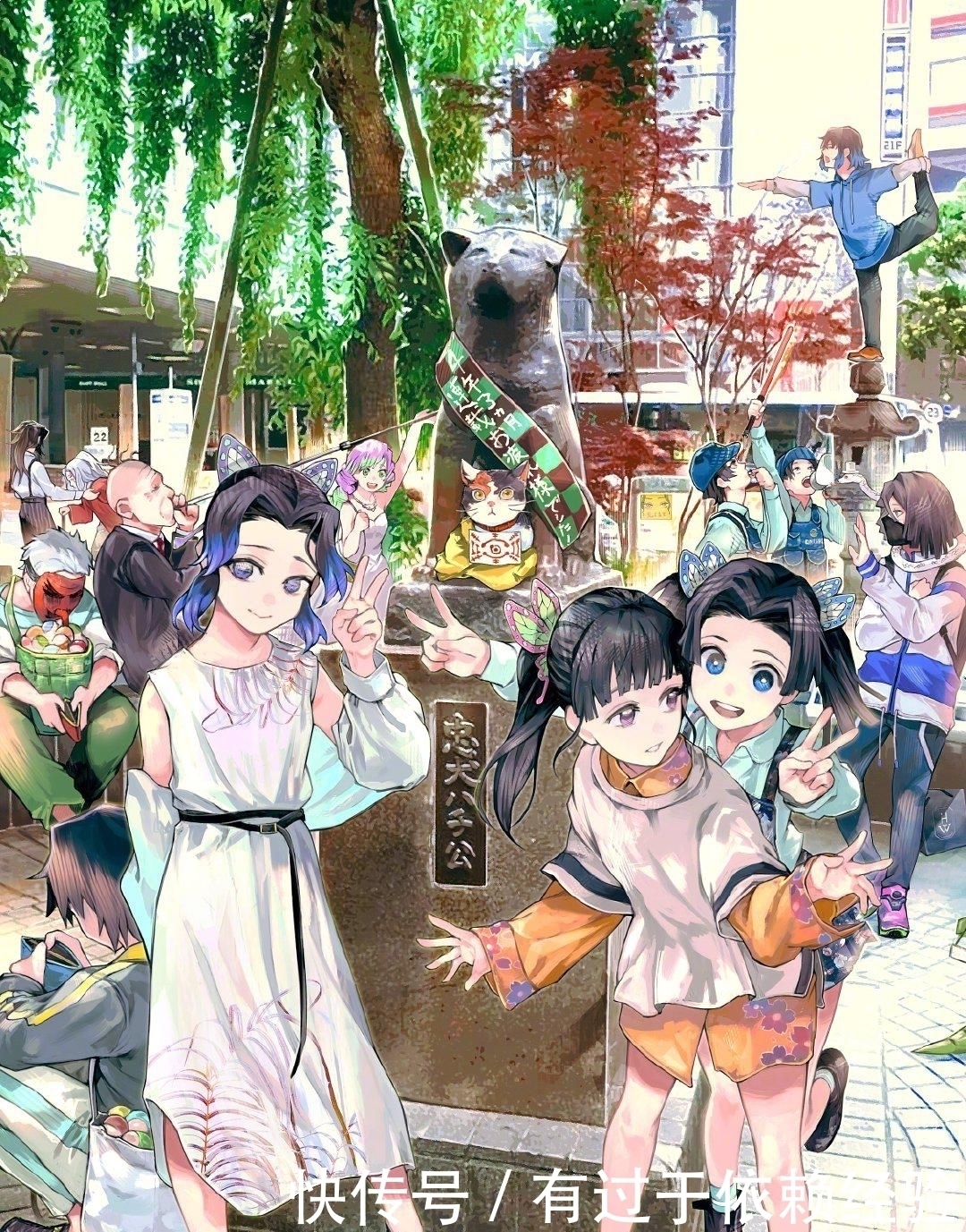 蝴蝶忍|现代街拍版《鬼灭之刃》,角色们的欢乐旅行,每一张都细节满满