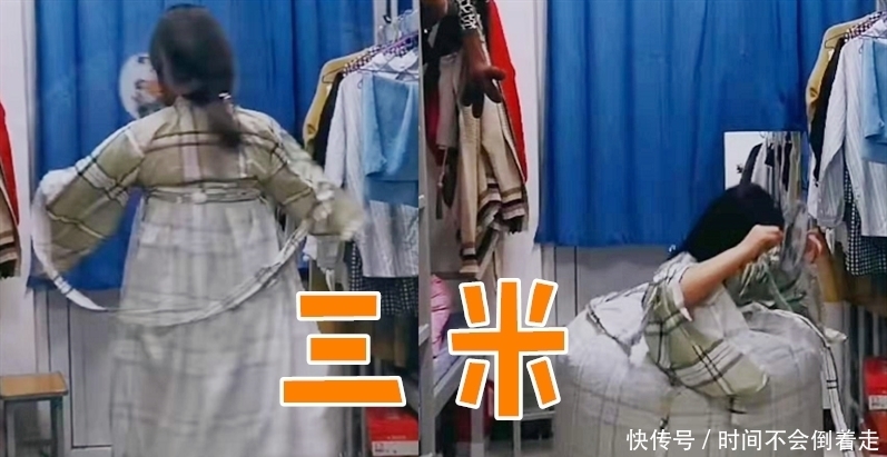 汉服转圈过时了?三米成桶,九米成花,看到十二米:像是在撒网!