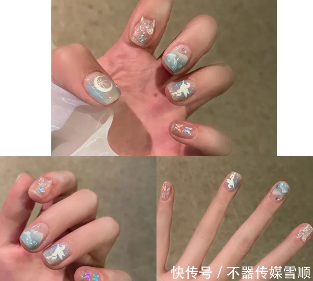 亮片|一眼就很仙气的美甲,美甲师:又到了考验我的时刻了!