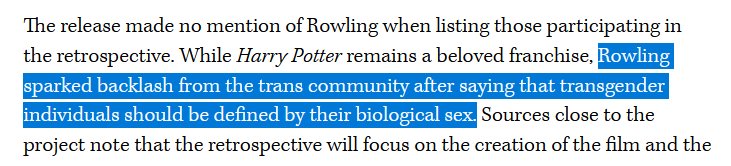 哈利波特全员庆祝20周年,JK罗琳因声援反跨性别言论被排除在外
