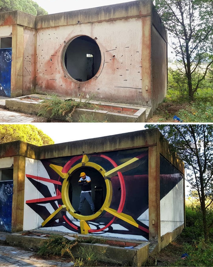 清真假#18张令人惊叹的裸眼3D画,一面墙凭空消失,狗都分不清真假一直叫