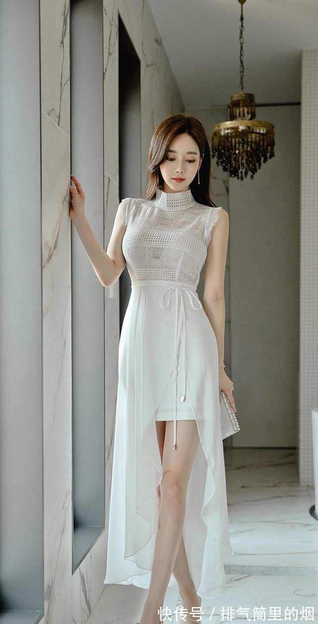 时尚|孙允珠时尚搭配水纹涟漪白絮网纱透纱仙女裙,亭亭玉立!
