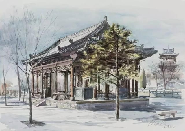 拴马石|旅美水彩艺术家李民笔下的中国风景画!他用艺术诠释“家”的味道