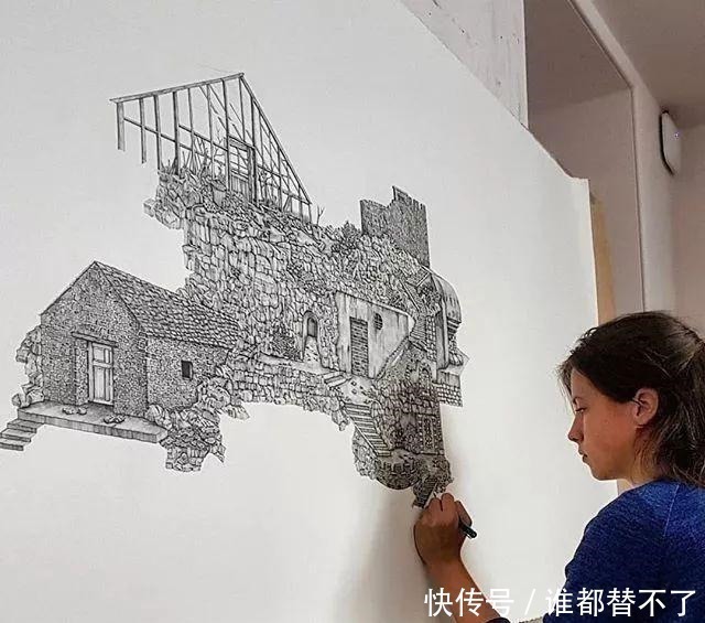 针管$全球最抠女画家，用一支2元针管笔惊艳世界，连英国皇室都惊叹