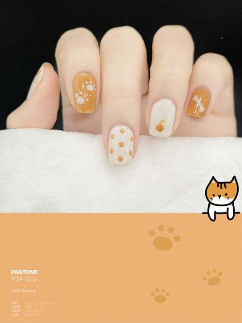 盘点春日流行美甲，橘猫美甲治愈可爱，它是这个季节的星辰大海