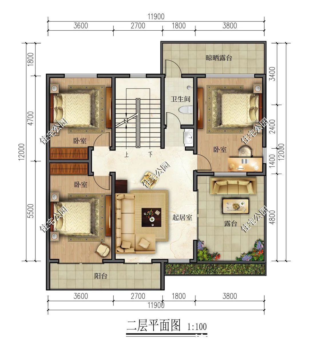 露台|一层实用，二层舒适，三层悠闲，20x19米精美别墅，纵享品质生活