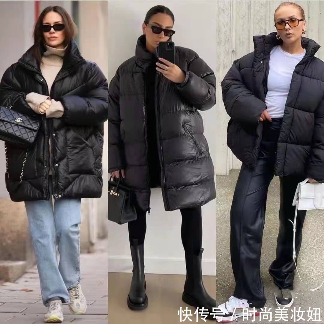 大长腿 “黑色羽绒服”原来可以这么洋气,普通人照着穿,时髦感翻倍