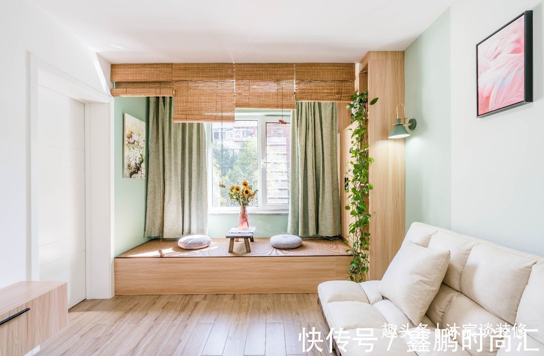 榻榻米|50㎡的婚房,虽然是小了点,但到处清新大方,藏不住的甜蜜与幸福