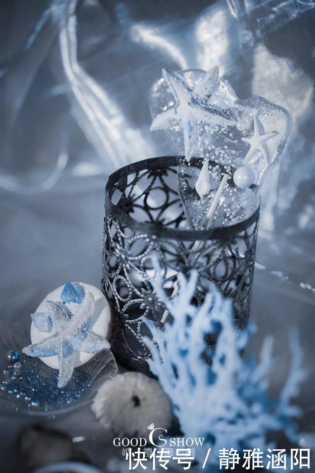 海洋风|梦幻美人鱼主题婚礼,雾霾蓝和白色的海洋风现场