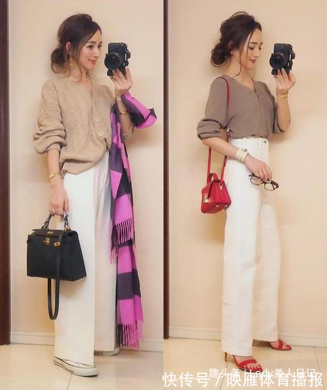 阔腿裤 仅158高、两个孩子的辣妈,她的轻熟风穿搭,才值得中年女人借鉴