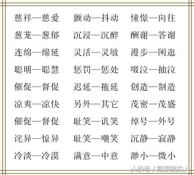 小学1--6年级两字近义词大全?为孩子果断