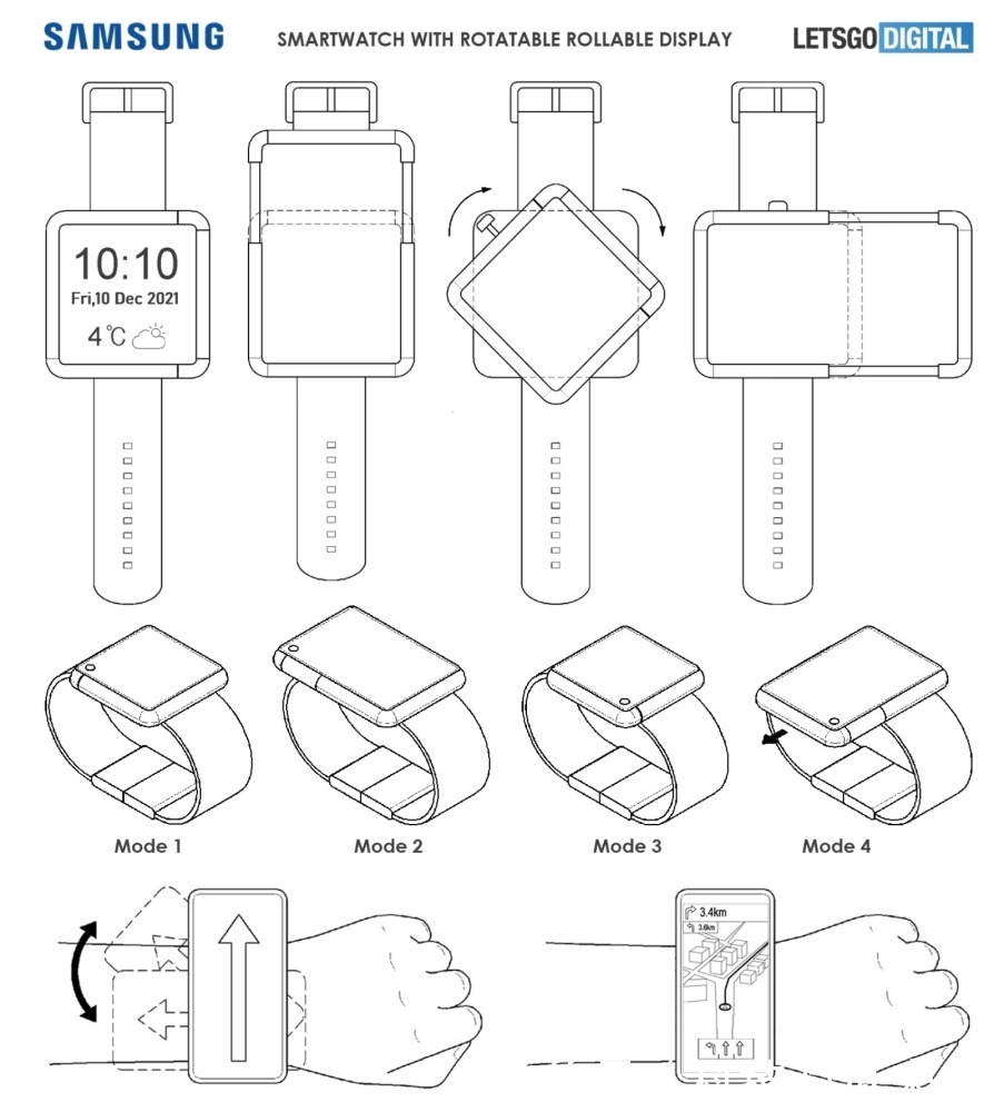 三星|三星过去曾提出可横向拉伸改变屏幕面积的智能手表设计