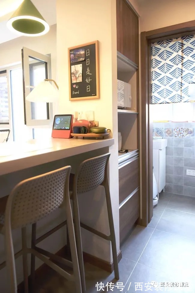 水吧台|85㎡两室新家,打造日式婚房