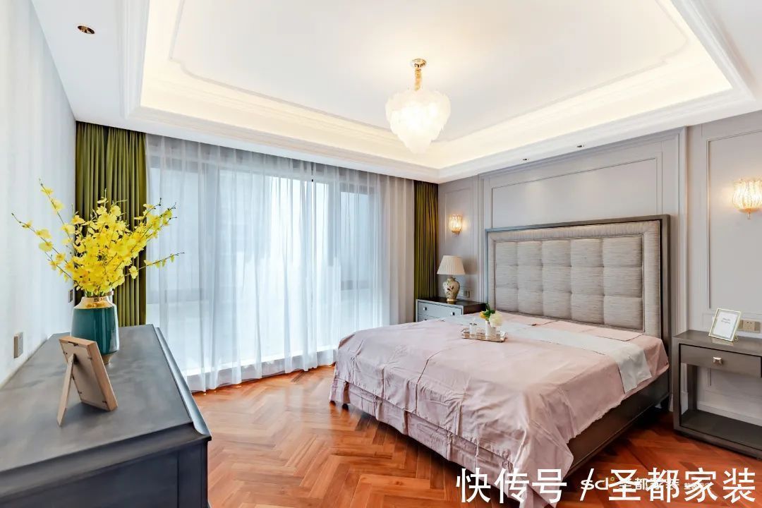 家居|206㎡大户型装修案例:超大横厅+衣帽间+景观阳台,神仙配色 心动