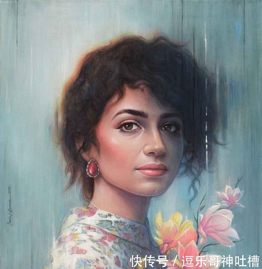 绘画本!想不到蜡笔头也能画出如此惊艳的作品——叙利亚画家汉拿的肖像画