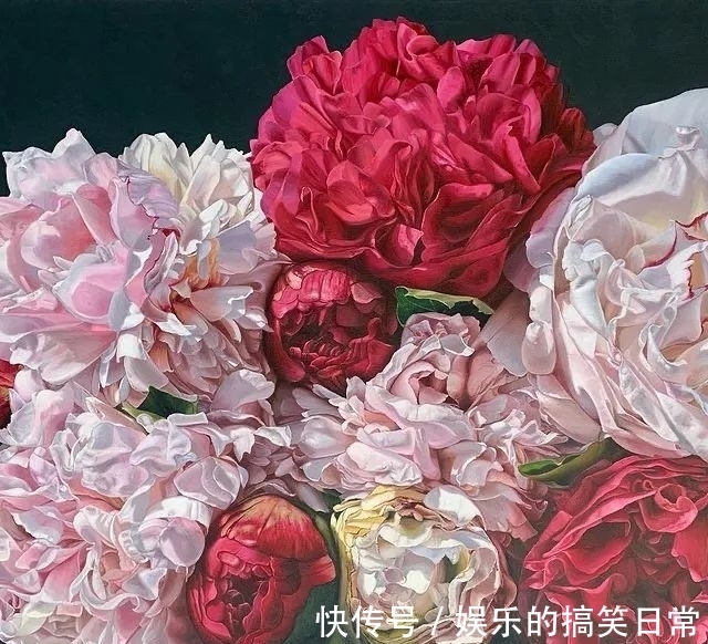 艺术家#“艳俗”的牡丹花，被这位女画家画成艺术品，感觉香气扑面而来