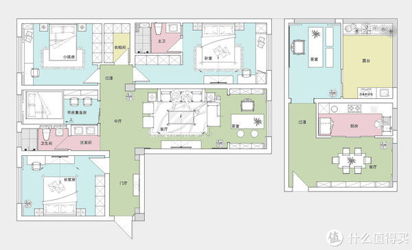 主卧室|187平米的北欧风，简单的线条造型、纯色的墙面、原木韵味有品位